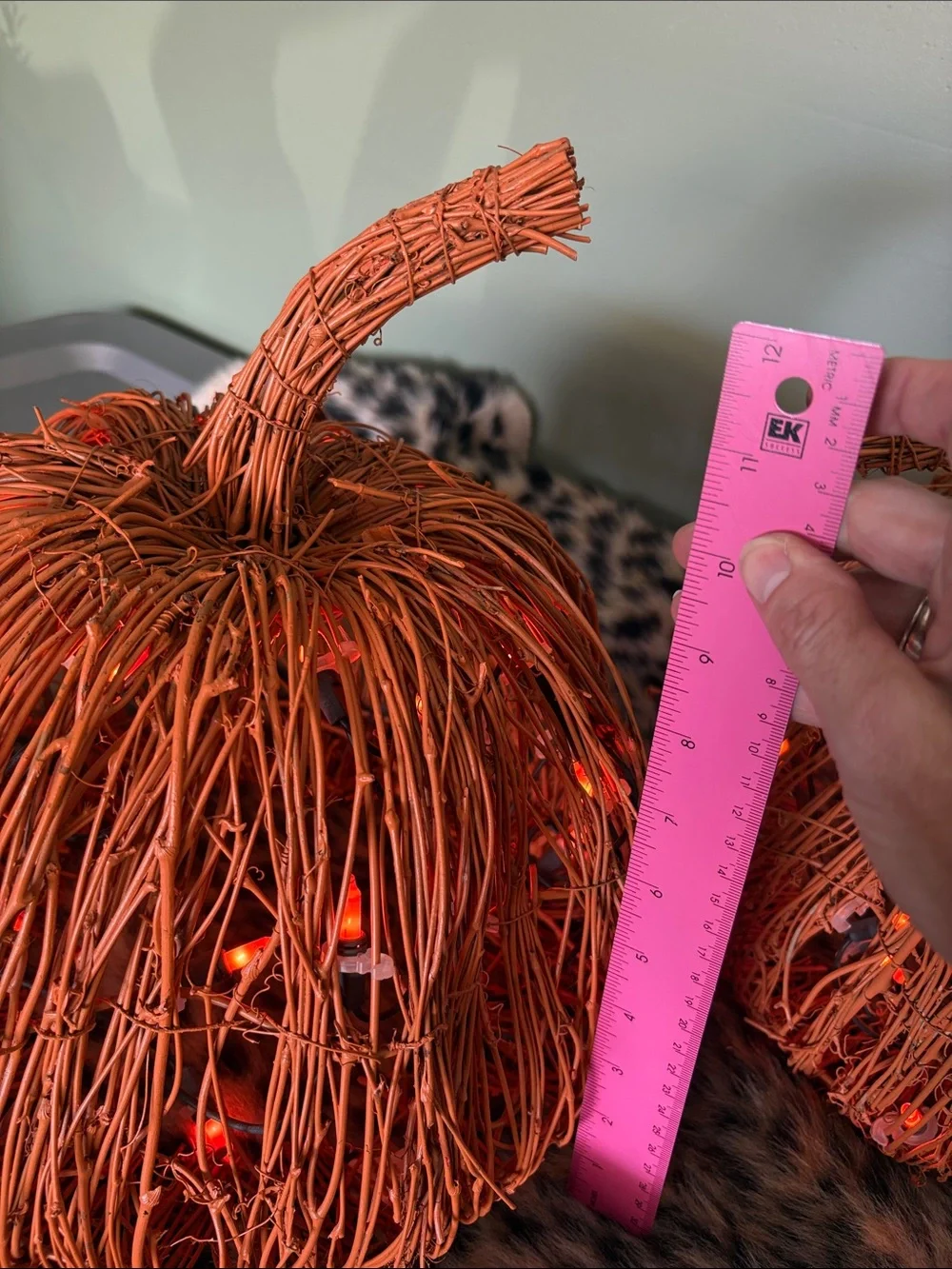 💎RARE💎2 Large Pottery Barn Orange Wicker Light Up Pumpkins